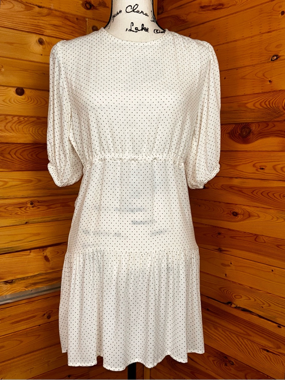 O'Neill White Mini Dress with Black Polka Dots
